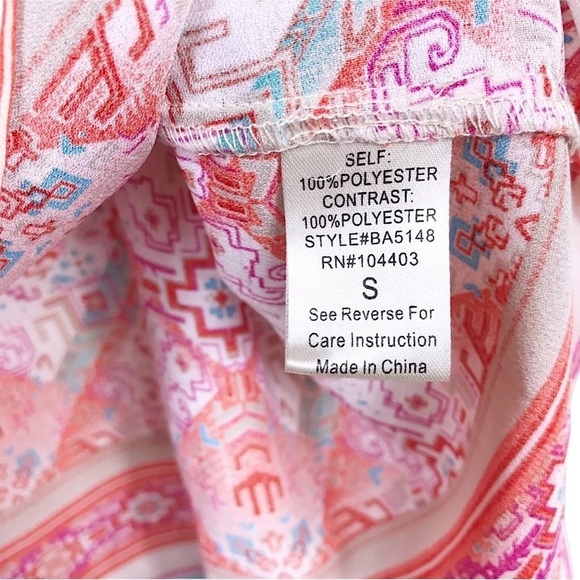 Altar'd State Multicolor Cage Yolk Ikat Print Bell Long Sleeve Top Size S Boho - Picture 4 of 6